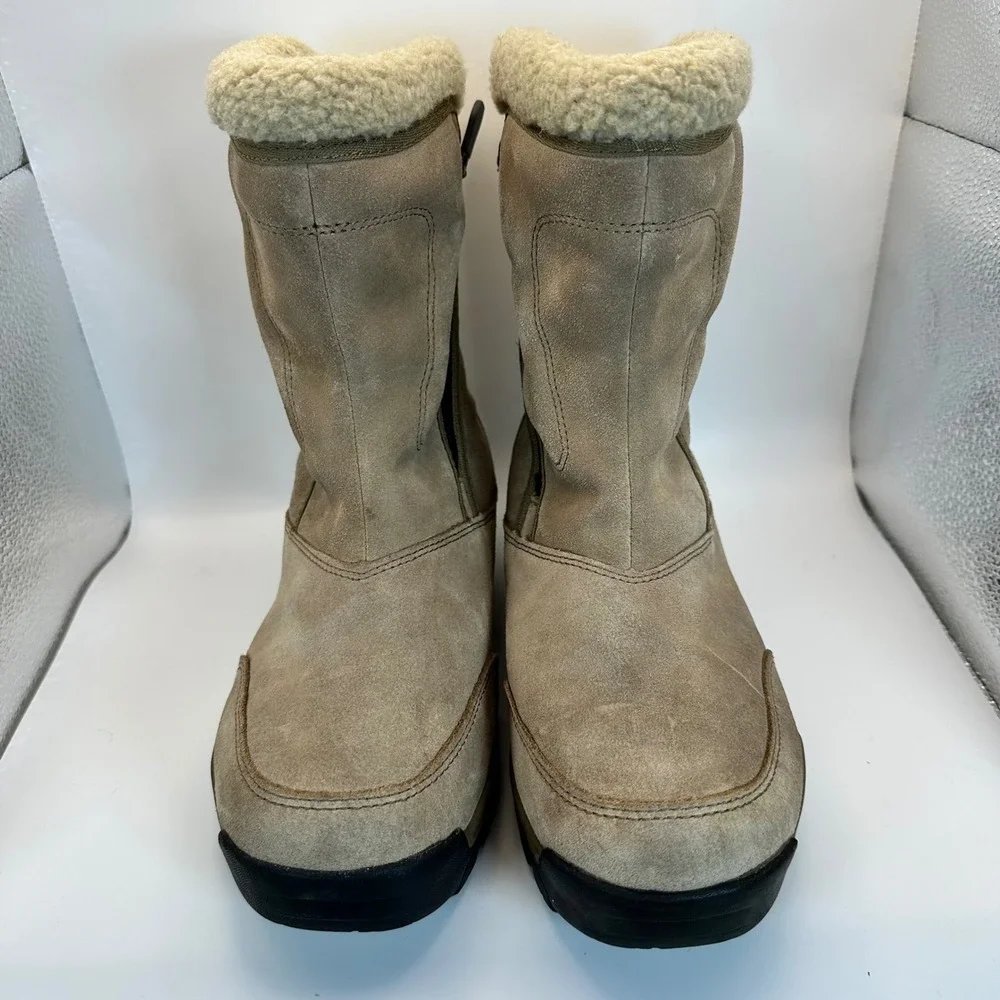 Sorel Waterproof Winter Boots Women 9 Tan Suede Faux Fur Gorpcore Outdoor 8174